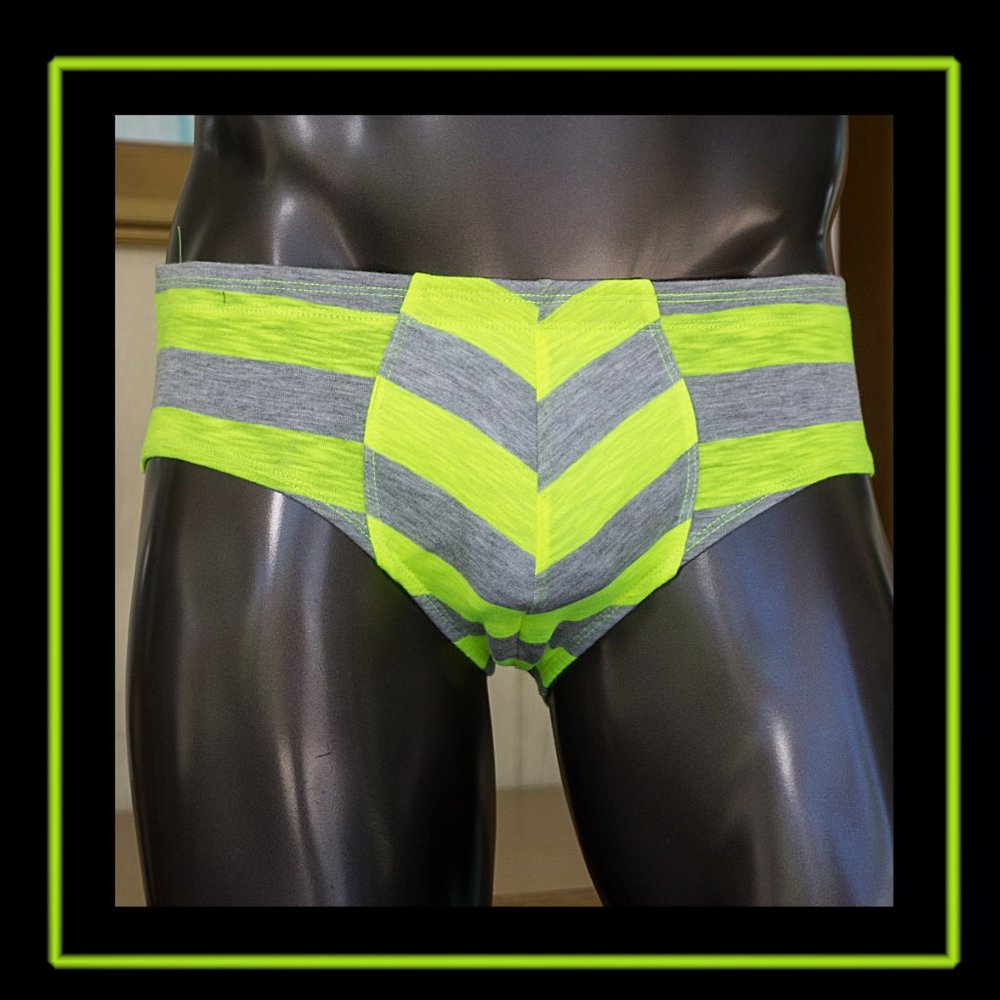 Mens Fluorescent Green Brief Handmade